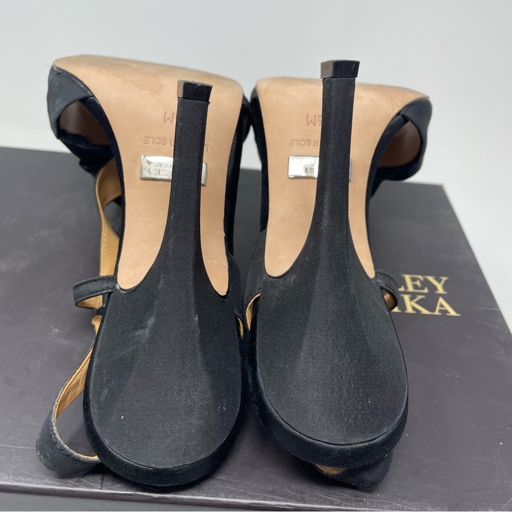 Badgley Mischka Black Lanah Open-Toe Pumps Size 7.5 - Picture 6 of 12